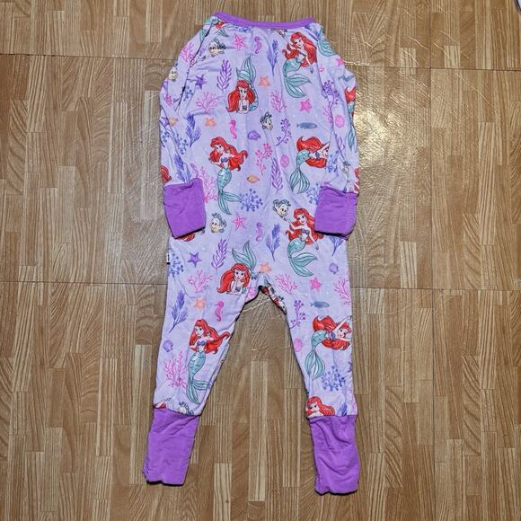 Disney Little Sleepies Ariel Baby Sleeper 6-12M Purple Bamboo Zip Pajama Pinhole - Picture 4 of 5